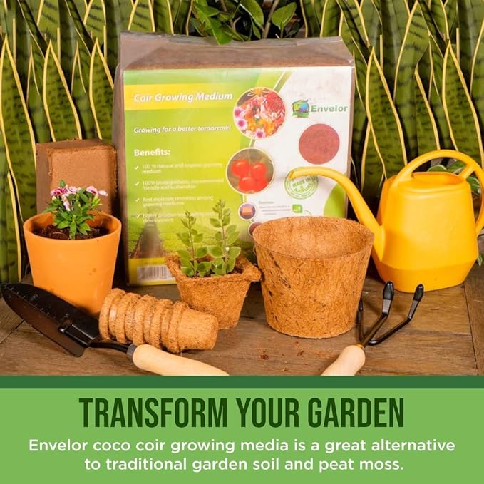 Coco Coir for Plants 2-Pack – 2.6 Cu. Ft. Compressed Coconut Coir Bricks, 10 lb. Organic, Low EC, pH Balanced Coco Peat for Indoor & Outdoor Gardening, Potting Soil, Indoor Plant Soil