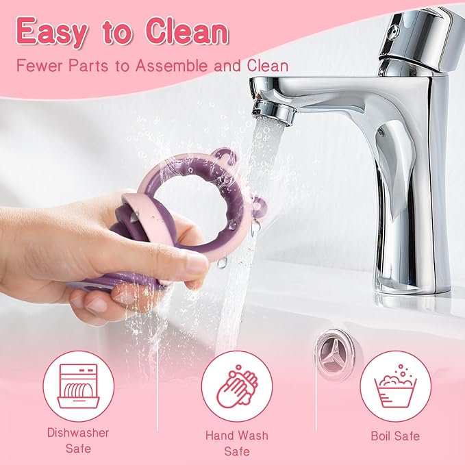 Baby Fruit Food Feeder Pacifier - Fresh Food Feeder, Infant Fruit Teething Teether Toy for 3-24 Months, 3 Pcs Silicone Pouches for Toddlers & Kids & Babies, 2-Pack (Purple Pink)