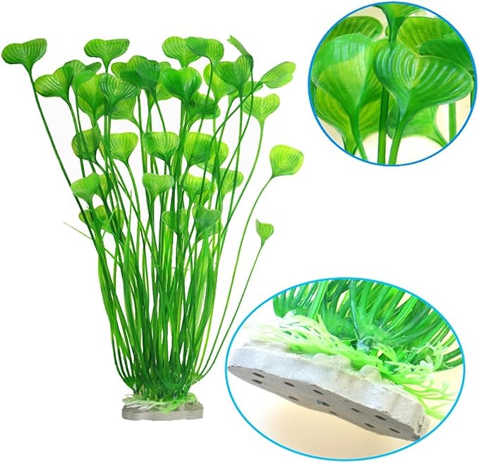 2PCS Aquarium Decor Plastic Plants, Large 16 Inches Artificial Fish Tank Plants (Purple)