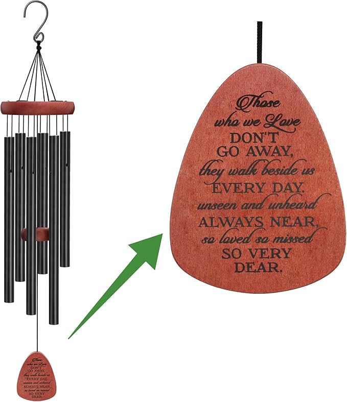 Memgift Memorial Wind Chimes - Sympathy Gift for Loss of Loved one, Weather-Resistant Outdoor Keepsake for Garden in Memory of Family