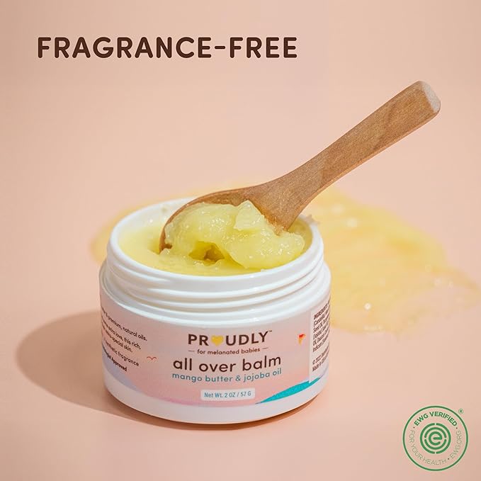 PROUDLY All Over Balm by Gabrielle Union & Dwyane Wade, Helps Relieve Cradle Cap & Eczema, for Black & Brown Babies, Dry, Sensitive Skin, Frangrance Free, 2-Pack (2 oz each)