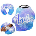 Personalised Car Seat Cover for Babies - Multi-use Carseat Canopy Cover with Name, Light Purple Car Seat Covers, Christmas Birthday Gifts for Infant Boys and Girls