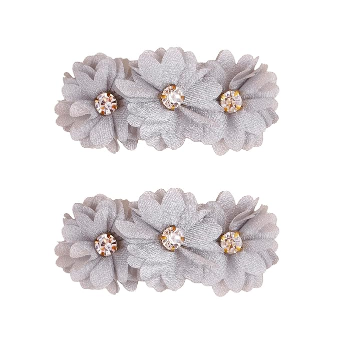 Flower Hair Clips Set for Baby Girl Lightweight Floral Hair Bow Accessories with Boutique Fully Lined Alligator Clip for Toddler Teens Gifts (ATD-FJ10-B)