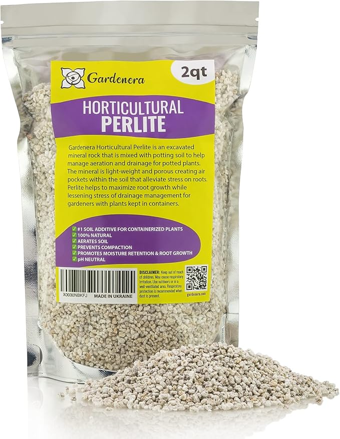 Premium Organic Perlite - (Made in Ukraine) Horticultural Soil Amendment for Indoor & Outdoor Container Plants for Drainage Management and Enhanced Growth - 2 Quart
