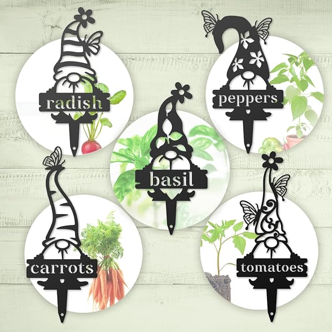 RealSteel, Garden Gnomes Metal Plant Labels, Vegetable, Herb Markers, Outdoors (Broccoli)