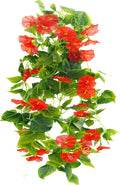 FERIAL Artificial Vines 15Feet Silk Flower Garland for Outdoors Red Morning Glory Vine Artificial Flowers Hanging Plants Garland Fake Green Plant 2Pcs for Wall Fence Indoor Wedding Banquet Decor