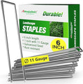 AMAGABELI GARDEN & HOME 6 Inch 100 Pack Galvanized Landscape Staples 11 Gauge Anti-Rust Heavy Duty Garden Staples Plant Cover Stakes U-Shaped Sod Pins Ground Fence Stakes for Weed Barrier Fabric