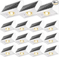 Solar Fence Lights Outdoor Waterproof High Brightness LED Spot Lens Deck Lights 7 Mode Warm & Cool White RGB Solar Powered Wall Lighting Decor for Outside Patio Step Backyard Railing - 16 Pack(White)