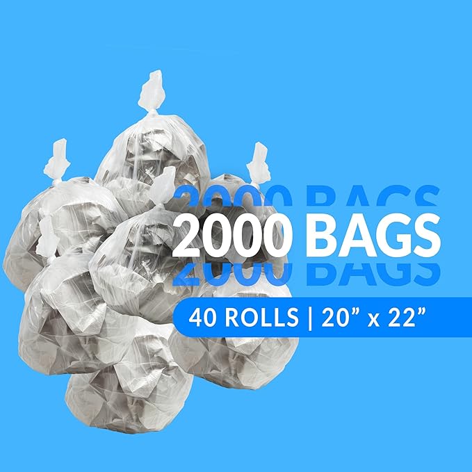 Reli. 2-4 Gallon Trash Bags | 2000 Bags | Clear | Bathroom | Strong | Garbage