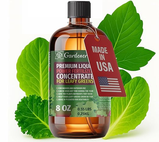 Liquid Power Leafy Greens Fertilizer - Professional Liquid Plant Food for Leafy Greens - Fast-Acting Concentrate for Growth, Strong Roots & High-Yield Harvest - 8 oz - Indoor & Outdoor Use