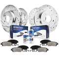 Detroit Axle - Brake Kit for 03-06 MDX Drilled & Slotted Brakes Rotors Ceramic Brake Pads 2003 2004 2005 2006 Replacement: 11.81