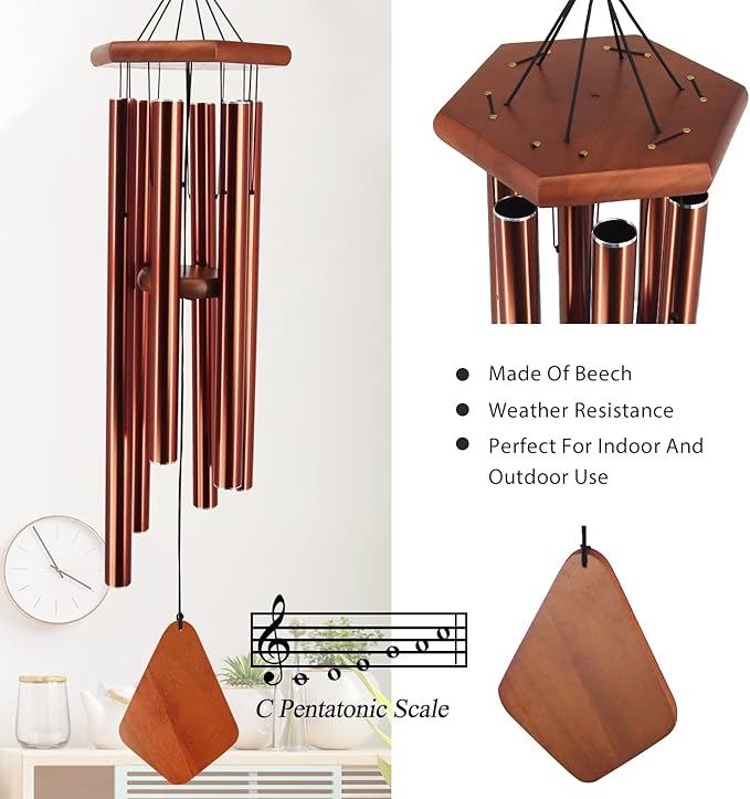 ASTARIN Wind Chimes Outdoor Large Deep Tone, Large Windchimes for Outside with 6 Tubes Tuned Relaxing Melody,Memorial Wind Chimes for Mom Dad,Sympathy Gifts, 36"
