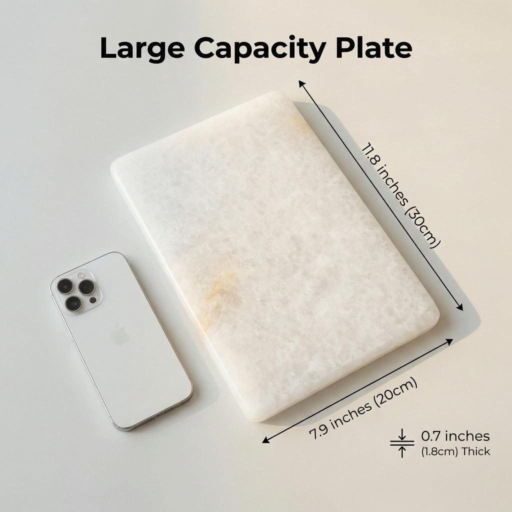 Lierlava Natural White Quartz Cutting Board - 11.8" x 7.9" x 0.7" Translucent Stone Pastry Board for Baking & Chocolate, Elegant Quartz Cheese Plate & Serving Tray, Unique Housewarming Gift
