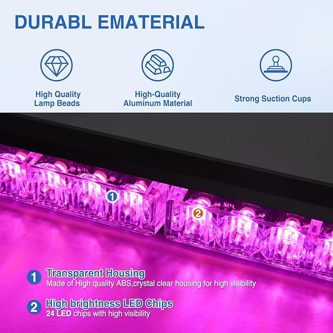 Nilight 24LED Emergency Strobe Traffic Advisor Light Bar 2 in 1 Purple Dash Warning Safety Flashing Lights Front/Rear Windshield Construction Lights for Trucks Cars Plow Police Firefighter Vehicles