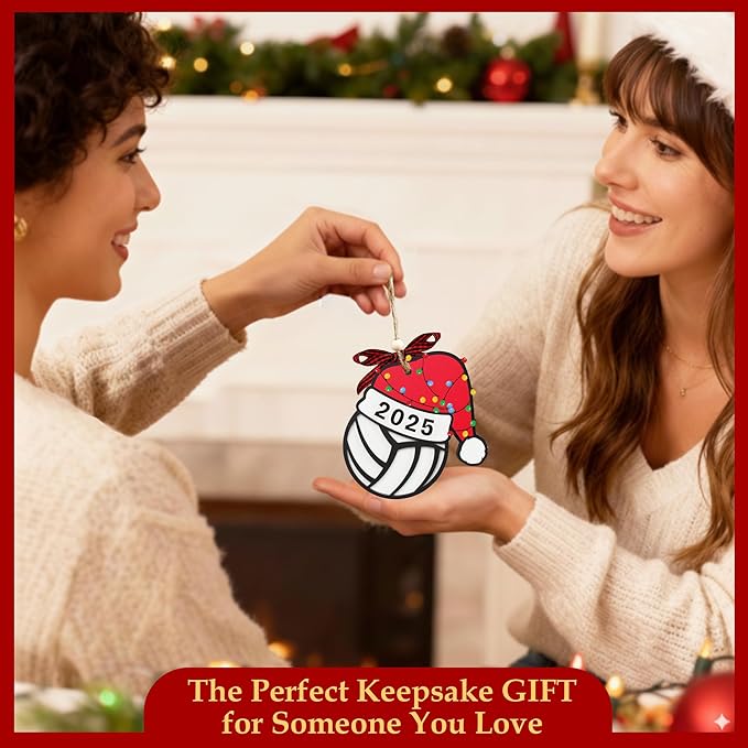 Volleyball Ornament 2025-2 Layer Volleyball Christmas Ornament for Players - Volleyball Gifts for Teen Girls - Sports Ornaments - Teen Girl Ornaments for Christmas Tree - Coach Gift
