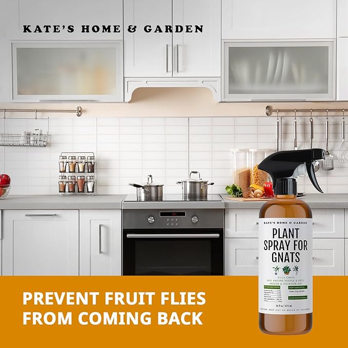 Kate's Home & Garden Plant Spray for Insects & Getting Rid of Gnats with 12 Sticky Traps. Fungus Gnat Killer & Bug Spray for Indoor Plants (16oz, Peppermint, Pet Safe, Non Toxic)