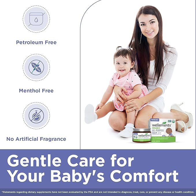 Wellements Organic All Purpose Balm for Babies and Kids (1.8 Fl Oz) | Gentle and Soothing All Over Baby Ointment* for Dry, Chafed and Sensitive Skin | Free from Petroleum, Parabens and Fragrances