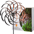 Solar Wind Spinner Improved 360 Degrees Swivel Warm White LED Lighting Glass Ball with Kinetic Wind Spinner Vertical Metal Sculpture Stake Construction for Outdoor Yard Lawn & Garden.