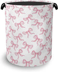 Cute Pink Bow Laundry Basket, Foldable Oxford Cloth Tote Bag Laundry Hamper