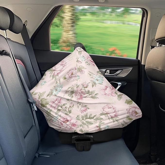 AFPANQZ Pink Flowers Breastfeeding Nursing Cover Baby Carseat Canopy for Babies Infant Newborn Stroller Cover Breastfeeding Scarf