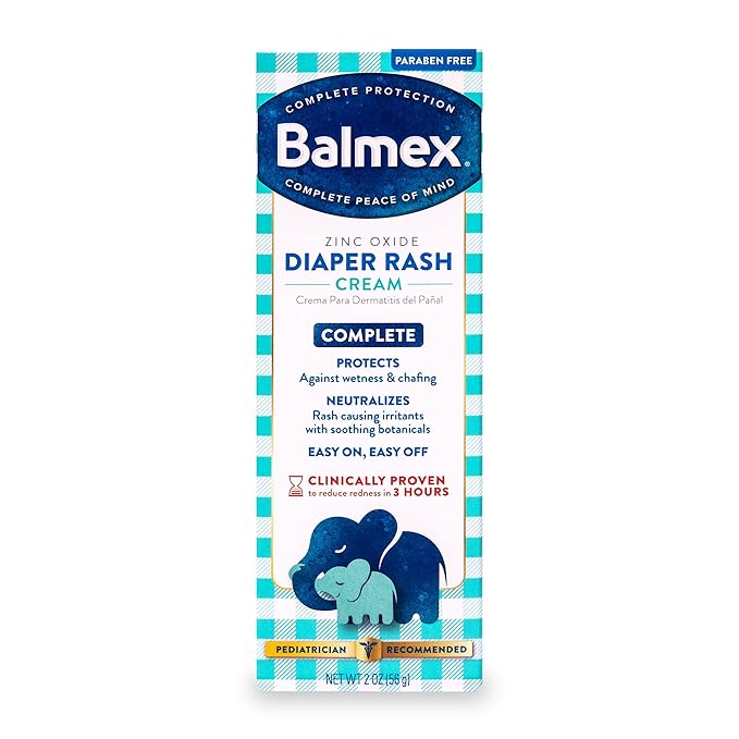 Balmex Complete Protection Baby Diaper Rash Cream with Zinc Oxide + Soothing Botanicals, 2 Ounce
