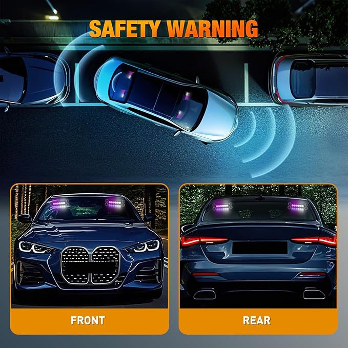 Nilight 12LED Emergency Strobe Traffic Advisor Light Bar 2 in 1 Purple White Dash Warning Safety Flashing Lights Front/Rear Windshield Construction Lights for Trucks Cars Plow Police Vehicles