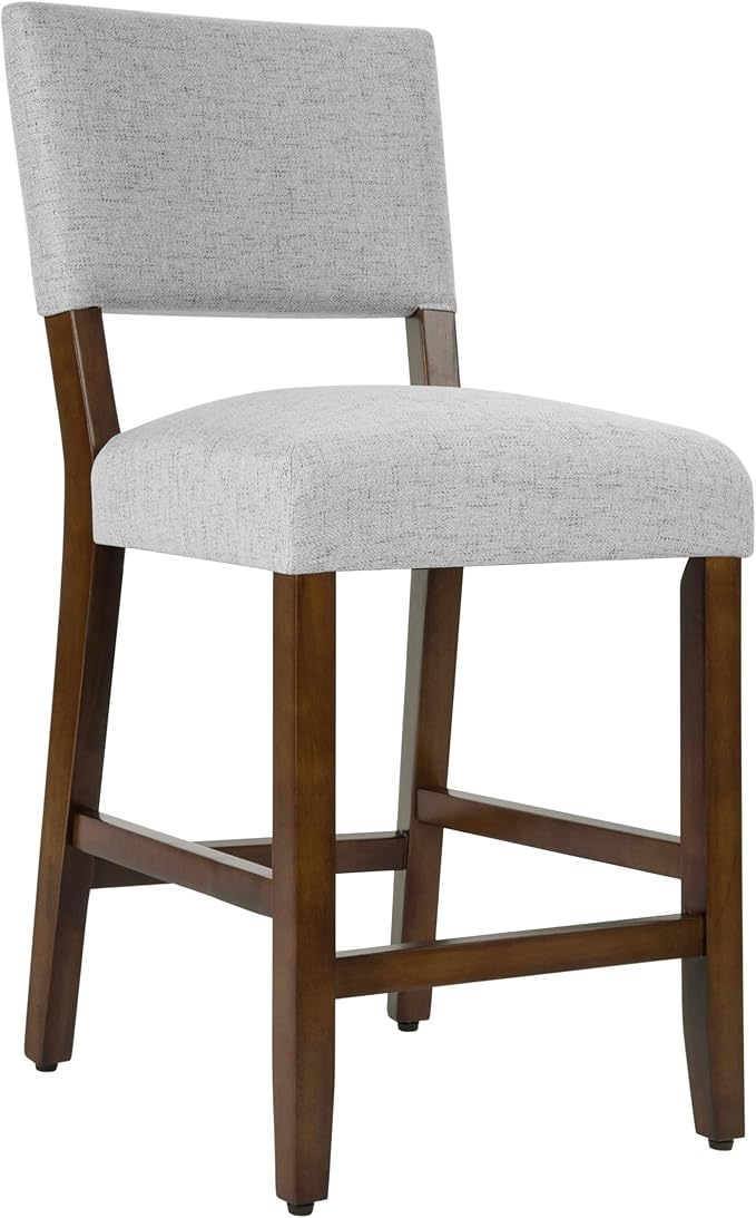 HomePop 24" Open Back Counter Stool Home Décor|Fabric Chairs for Dining Room, Kitchen and Living Room - Gray Woven(Single Pack)
