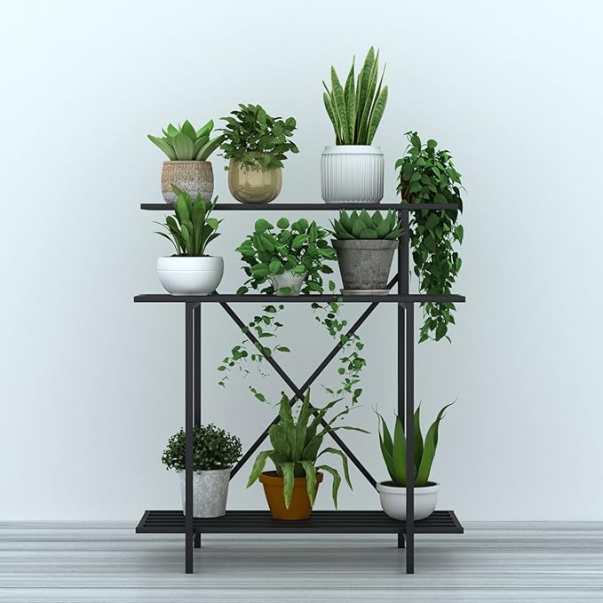 Zhongma 3 Tier Sturdy Plant Stand Space-Saving Heavy Duty Plant Holder for Home Indoor and Outdoor, L35.43 xW17.32 x H39.37 inch, 660 LBS Capacity & Heavy Duty Construction. …