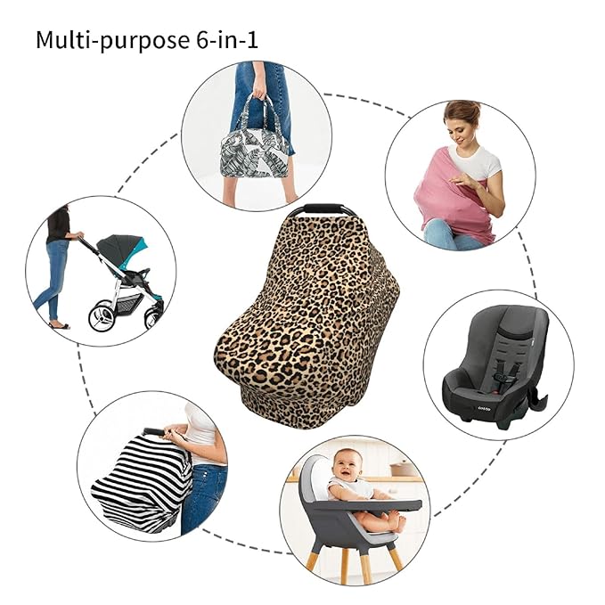 Leopard Print Baby Car Seat Cover, Multi Use Stroller Cover, Leopard Baby Stuff