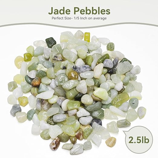 2.5LB Succulent and Cactus Pebbles, 1/5 Inch Jade Pebbles for Indoor Plants, Decorative Gravel for Vases, Bamboo, Succulent, Terrarium, Crafts, Cactus