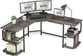Teraves Modern L Shaped Desk with Shelves,64.84" Gaming Computer Desk for Home Office,Corner Desk with Desktop (Black Oak+Black Frame, Large+4 Tier Shelves)
