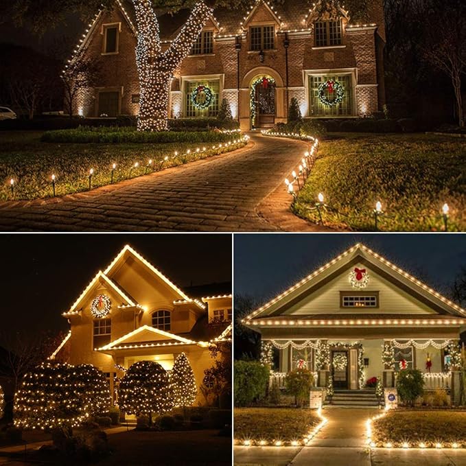 Brizled C9 Christmas Lights, 16ft 25 LED Faceted C9 Warm White Christmas Lights, Connectable Indoor Outdoor Xmas String Light, 120V UL Certified for Tree, Yard, Garden, Porch, Party & Holiday Decor