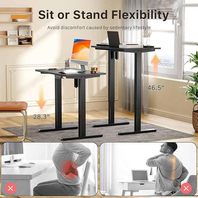 JOY worker Small Electric Standing Desk, 31.5" x 20" Whole Piece Height Adjustable Desk with Memory Controller, Black Sit to Stand Workstation for Home Office