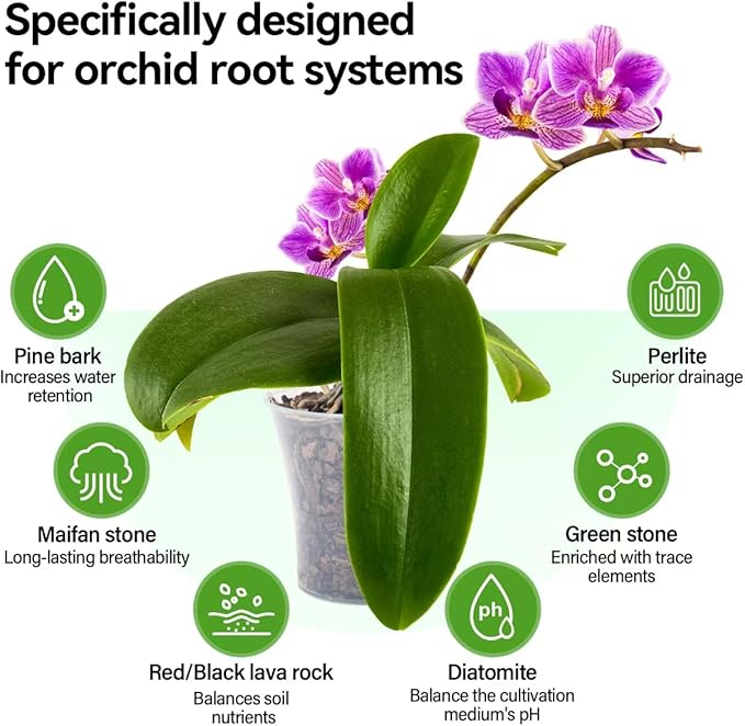 Orchid Bark Potting Mix with Pine Bark and Perlite, Fast Draining Orchid Soil for Healthy Roots, Ideal for Repotting Orchid and Orchid Bark for Indoor Plants (1 Quart)