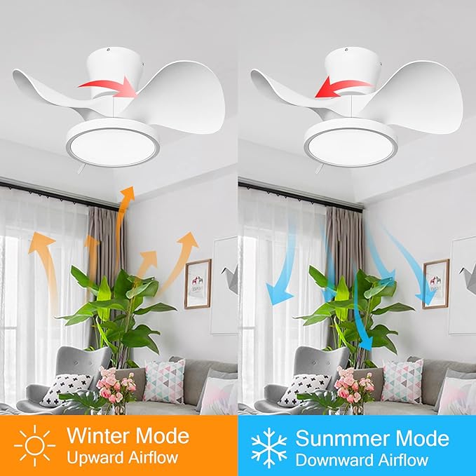 ocioc Quiet Ceiling Fan with LED Light 22 inch Large Air Volume Remote Control for Kitchen Bedroom Dining Room Patio