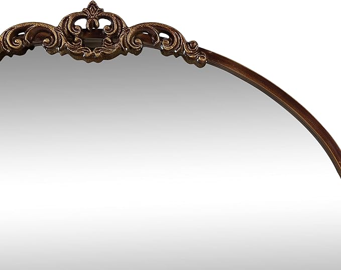 Kate and Laurel Myrcelle Traditional Arched Mirror; 25 x 33; Bronze; Decorative Vintage Arch Mirror with Ornate Garland Detailing Along The Crown and Edges of The Frame