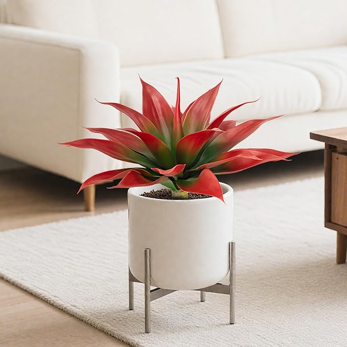 Artificial Agave Faux Agave Fake Greenery 18In Outdoor Artificial Plant Fake Plant for Indoor Home Decoration Plastic Plant Outdoor Decoration Front Porch Decor Simulation Plants 2Pack（Red）