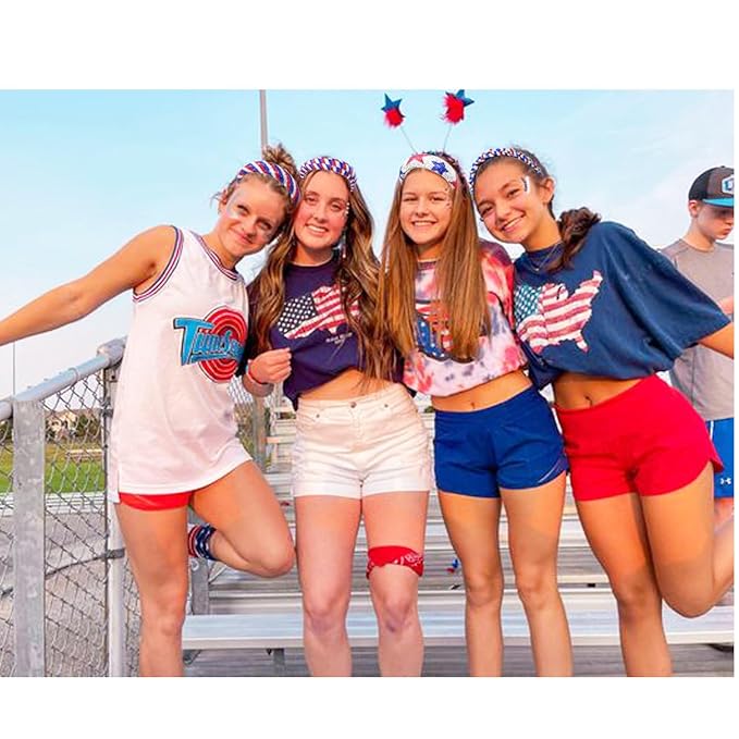 4th of July Rhinestone Headbands for Girls Red Blue White Rhinestone Sparkle Head Band Patriotic Hair Accessories for Women
