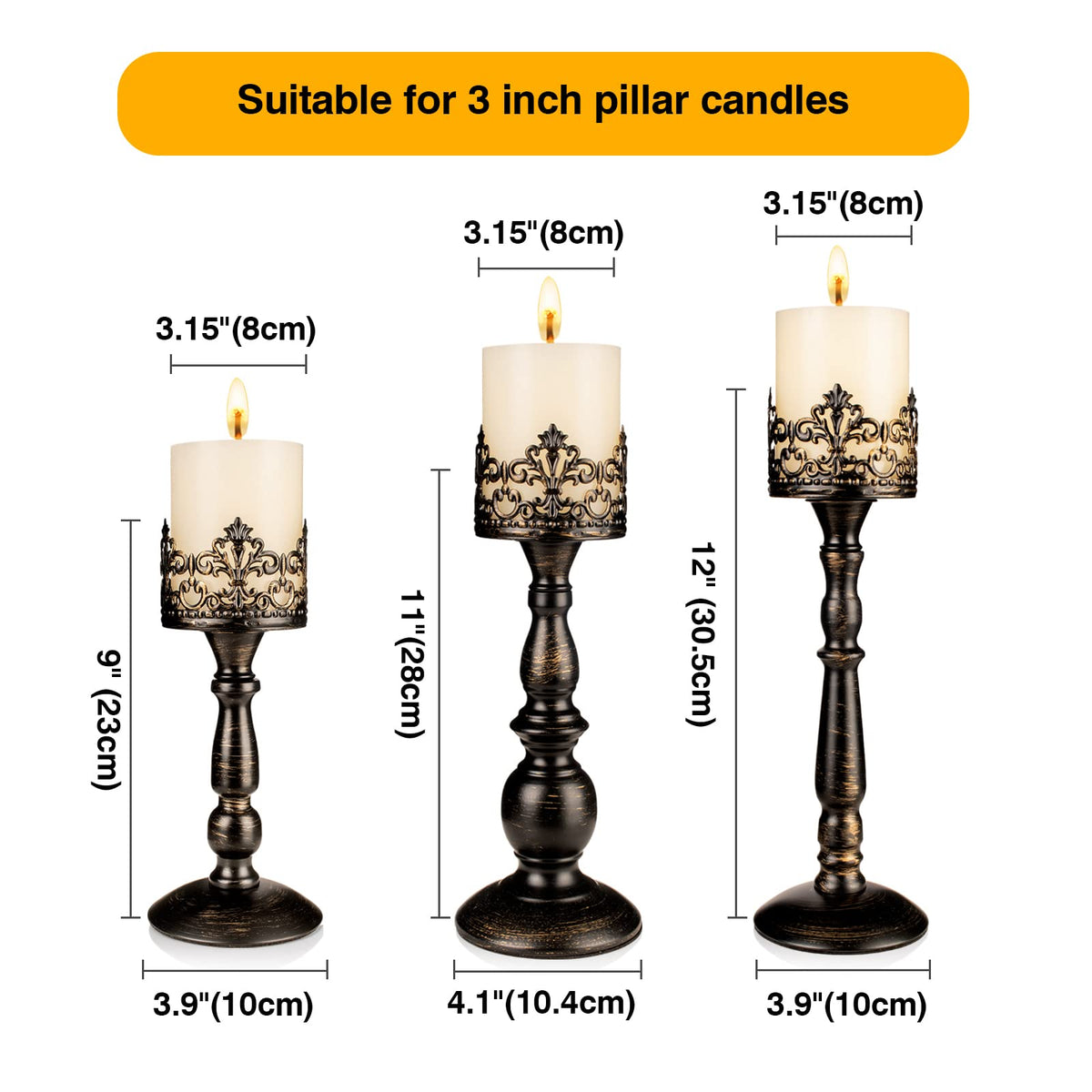 Vintage Candle Holder for Table Centerpiece Gothic Candle Stand Set