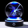 YWHL Crystal Ball 3D Dragonfly Figurine with LED Base, Dragonfly Gifts for Men Women on Christmas Birthday, Glass Animals Insect Sphere Decorative Ball for Home Decor (80mm)