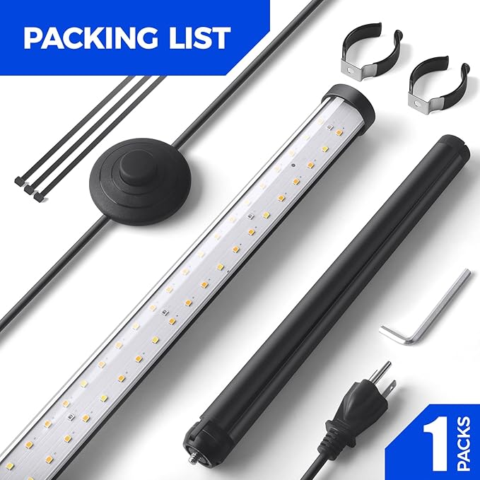 Barrina Grow Lights for Indoor Plants with Stand, 42W 169 LEDs Full Spectrum Wide Illumination Area, T10 Vertical Standing Plant Grow Light, 4FT Height with On/Off Switch and Tripod Floor Stand