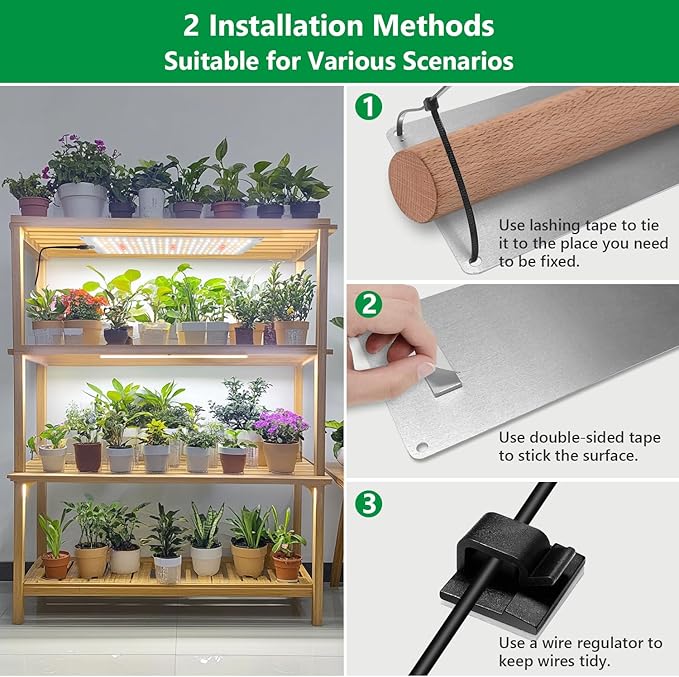 Aumtrly Grow Lights for Indoor Plants, Full Spectrum Under Shelf Plant Lights for Growing Seedling, Light and Thin 138 LED Grow Lamp Panel with 6/12/16H Timer, 3 Light Modes, 5 Dimmable