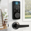 Smart Lock with Handles, Fingerprint Door Lock App Control, Keyless Entry Door Lock Set, Electronic Keypad Deadbolt, Auto & One Touch Lock, Easy Installation, IP54, Digital Smart Code