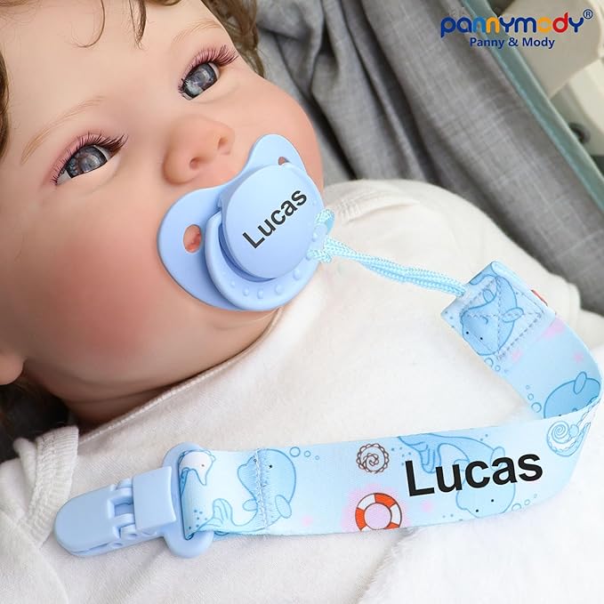 Personalized Baby Pacifier Clip with Name，4Pack, Customized Pacifier Clip for Baby Girls, Lightweight Universal Pacifier Holder Fits Most Pacifiers