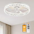 DAMINY Ceiling Fans with Lights and Remote, 6CCT,Dimmable Low Profile Ceiling Fan with Light, Flush Mount Bladeless Ceiling Fan,6 Speeds,20 inch Black Modern