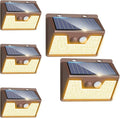Peasur Solar Outdoor Lights [5 Pack/140LED], 3000K Warm Light Motion Sensor Outdoor Powered Security Lights 3 Working Modes Waterproof for Outside Garden Yard, Brown Frame