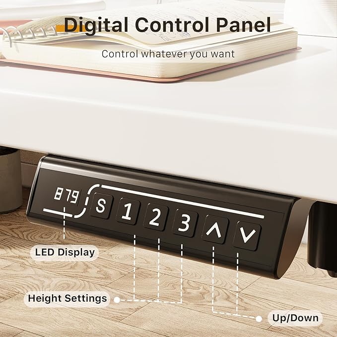 JOY worker Small Electric Standing Desk, 40" x 20" Whole Piece Height Adjustable Desk with Memory Controller, White Sit to Stand Desk Workstation for Home Office