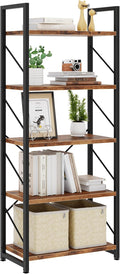 Bookshelf, 5 Tier Bookshelves, Home Office Bookcase Shelf Storage Organizer, Free Standing Storage Shelving Unit for Bedroom, Living Room and Home Office,Rustic Brown