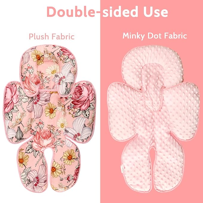 Floral Baby Car Seat Cover Girls, Infant Carseat Canopy,Pink Infant Car Seat Head Body Support Pillow