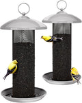 Kingsyard 2 Pack Finch Feeders for Outdoors Hanging, Metal Mesh Tube Bird Feeder for Nyjer/Thistle Seed, 2.5 lbs Large Capacity (Grey)
